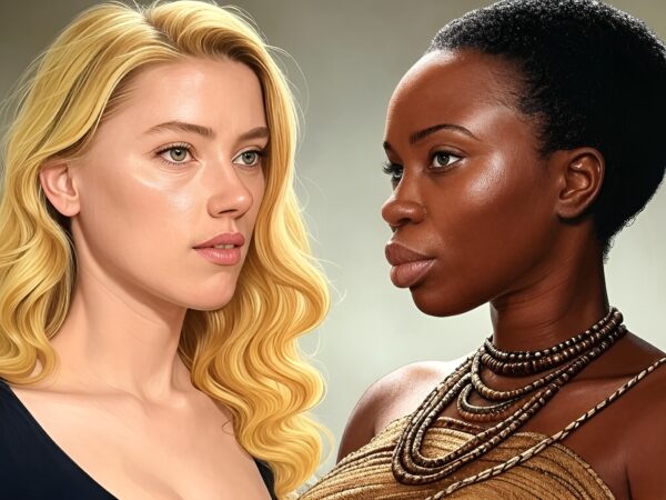 Image of Blonde White woman on left and native sub-Saharan African woman on right.